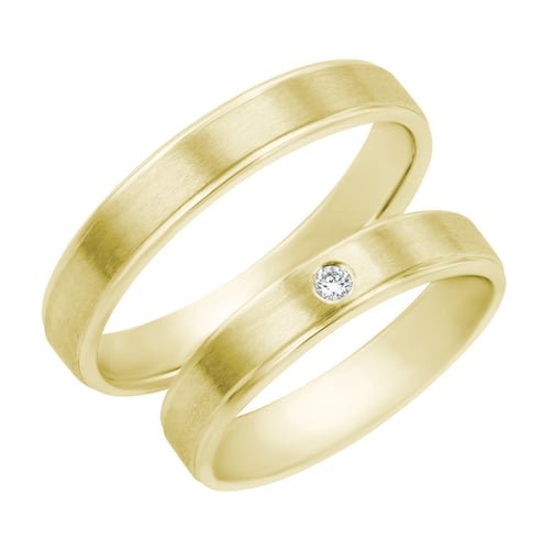 Goldene Eheringe mit Diamant Jans