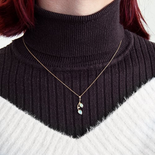 Set aus Schmuck in Blattform mit Opalen und Diamanten Petal