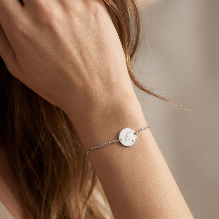 Silberarmband mit Diamant und Buchstabengravur Dian 169766