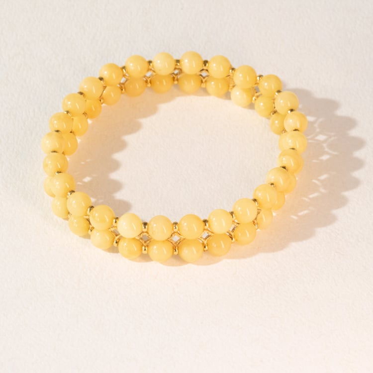 Silbernes Armband mit gelben Bernsteinen Milania 101122