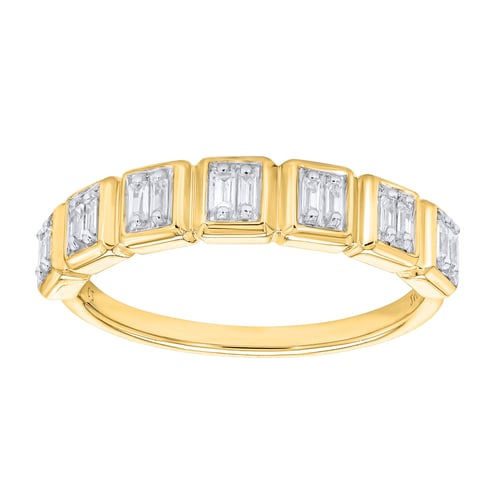 Half-Eternity-Ring aus Gold mit natürlichen Baguette-Diamanten Faheem