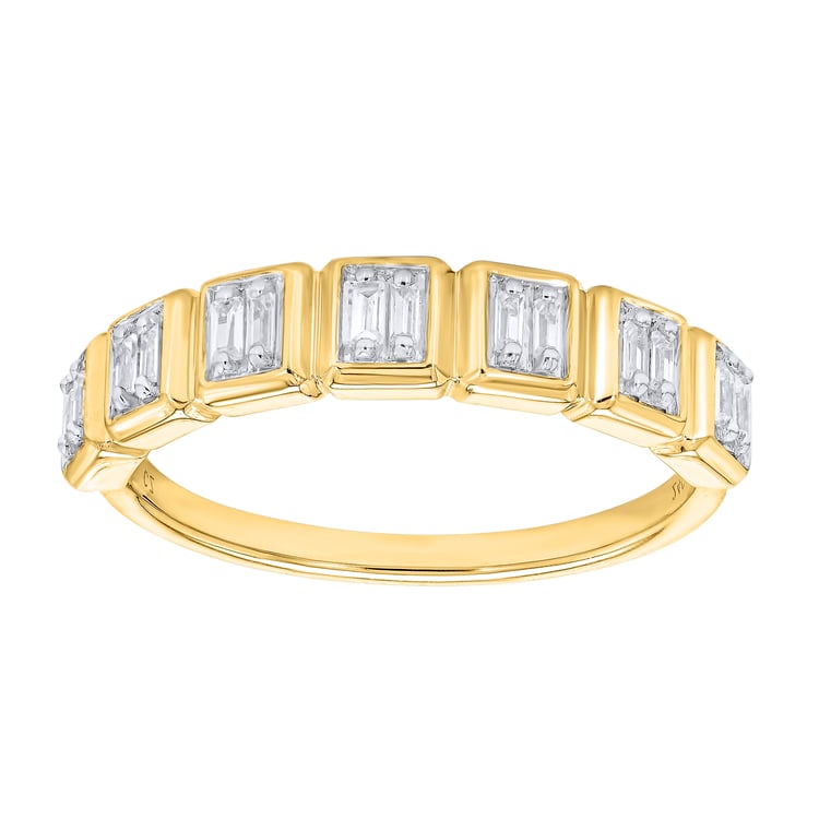 Half-Eternity-Ring aus Gold mit natürlichen Baguette-Diamanten Faheem 165022