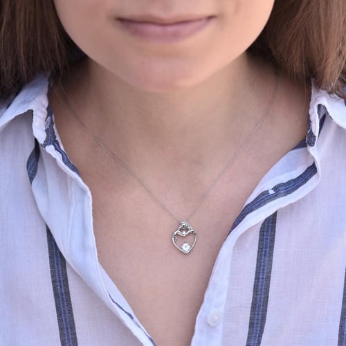 Platin-Anhänger Mutter und Kind mit GIA-zertifiziertem Diamant Ella