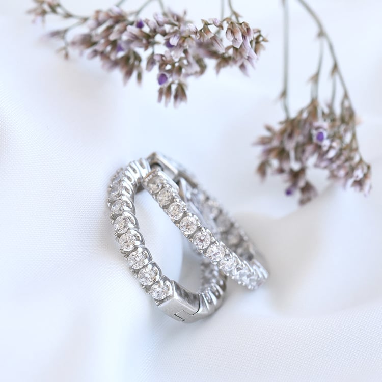 Silberne Ringohrringe mit Zirkonia Leary 80677