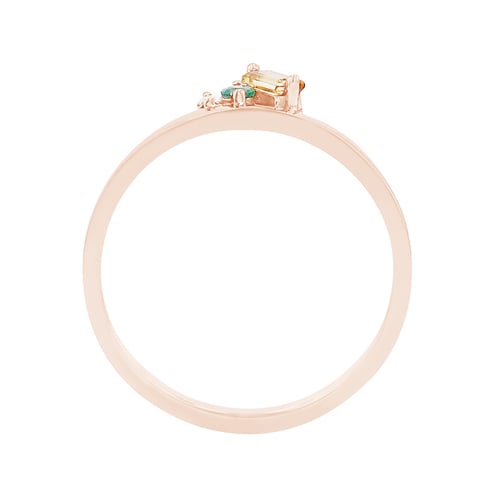 Cluster-Ring aus Gold mit Citrin, Smaragd und einem Diamanten Dalit