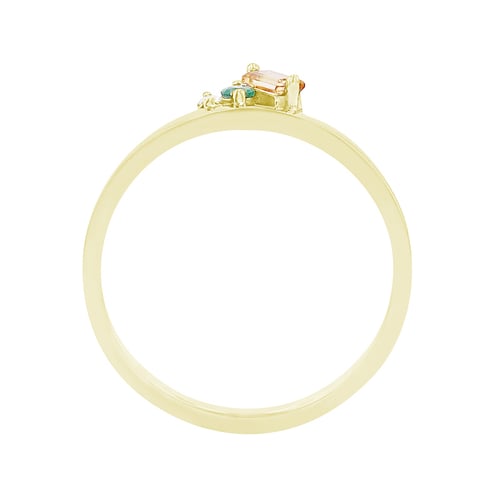 Cluster-Ring aus Gold mit Citrin, Smaragd und einem Diamanten Dalit