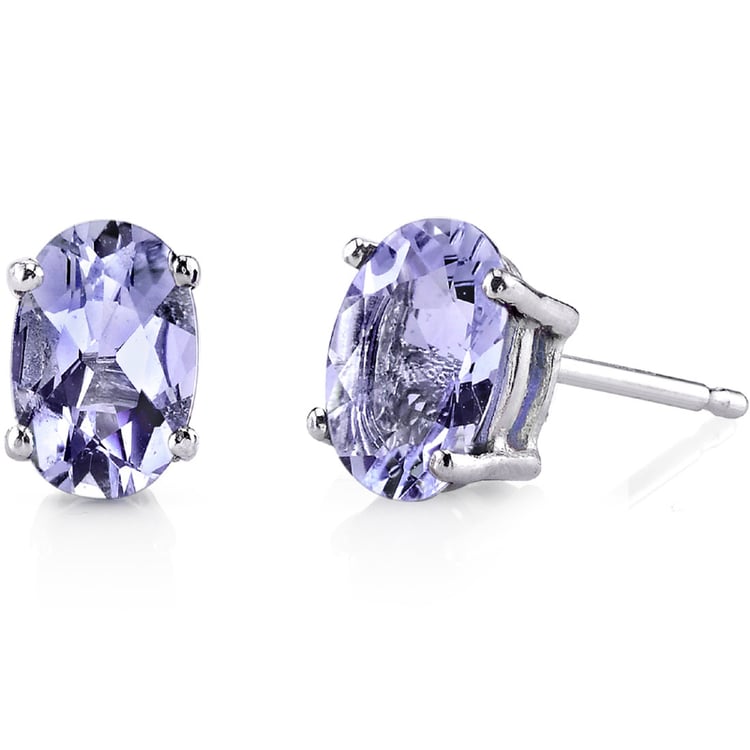 Goldene Ohrringe mit ovalen Tansaniten Silvana