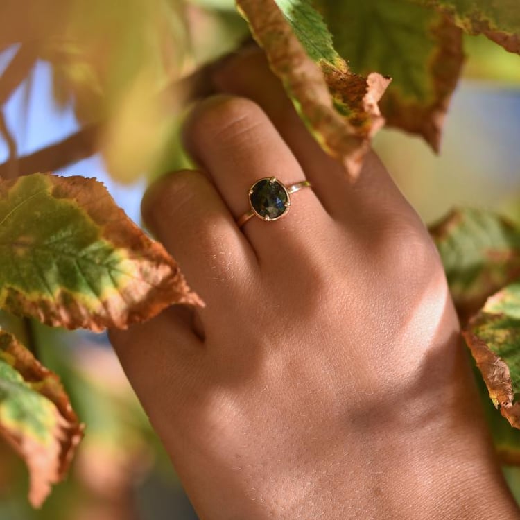 Ring mit ovalem Salt and Pepper Diamant 34515