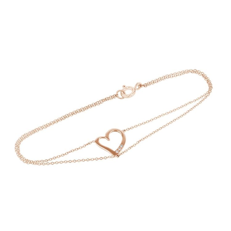 Doppeltes Armband mit Herz und Diamanten Nikki