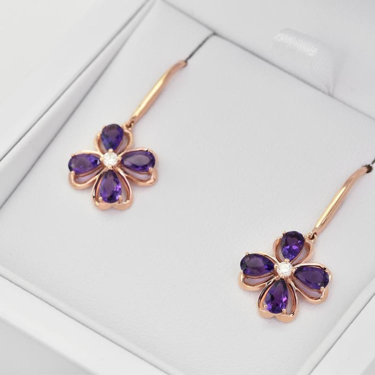 Amethystblüte in Roségold mit Diamanten Elyte 26538