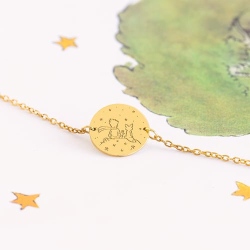Armband Der Kleine Prinz und Fuchs mit Gravur aus Gold