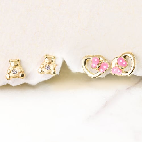 Kinder-Ohrringe aus Gold mit Schmetterling Lady