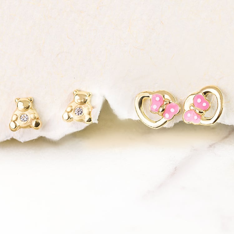 Kinder-Ohrringe aus Gold mit Schmetterling Lady 164354