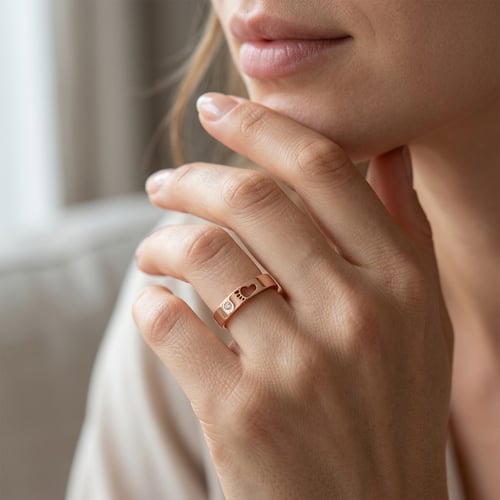 Silberring mit Gravur und Lab Grown Diamant Anaya