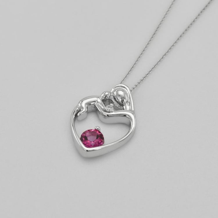 Weißgold Turmalin Anhänger Mutter und Kind 40778