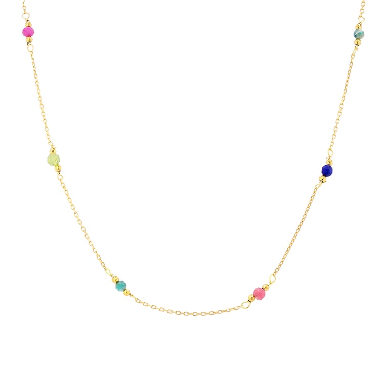 Vergoldete Silberkette mit Perlen aus Edelsteinen Emily