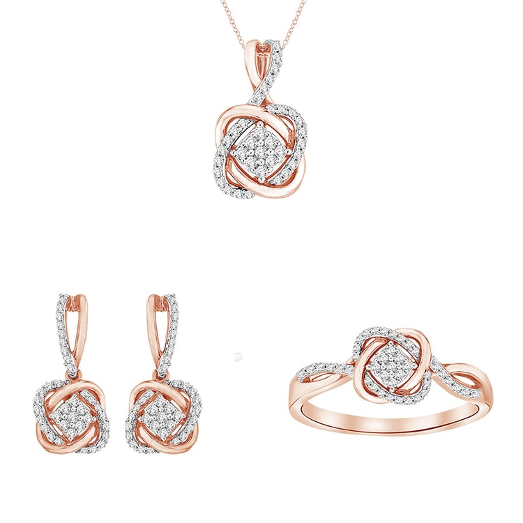 Goldenes geflochtenes Schmuckset mit Lab Grown Diamanten Emre 95256