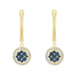 Glänzende Goldohrhänger mit blauen Diamanten Manoeta