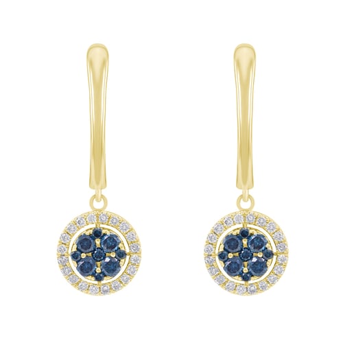 Glänzende Goldohrhänger mit blauen Diamanten Manoeta