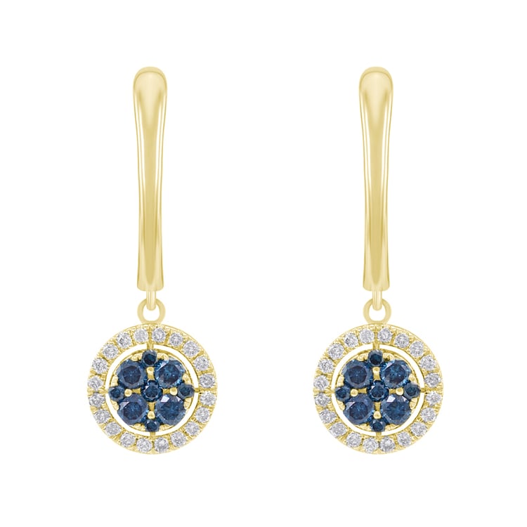 Glänzende Goldohrhänger mit blauen Diamanten Manoeta 39168