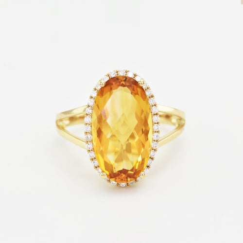 Goldring mit 5ct Citrin und Diamanten Aiofe