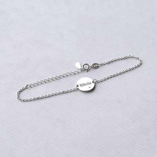 Silbernes Armband mit Diamant und Gravur Ihrer Wahl Shalek
