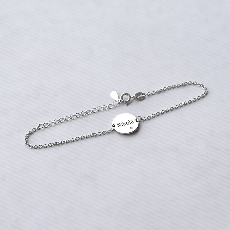 Silbernes Armband mit Gravur und Diamanten 70906