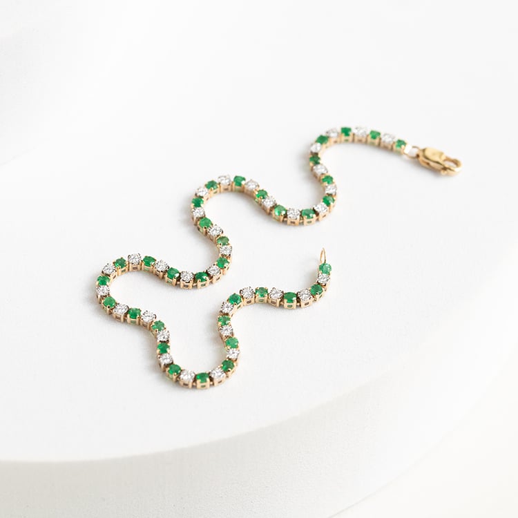 Tennisarmband mit Smaragden und Diamanten Kendrick 143873
