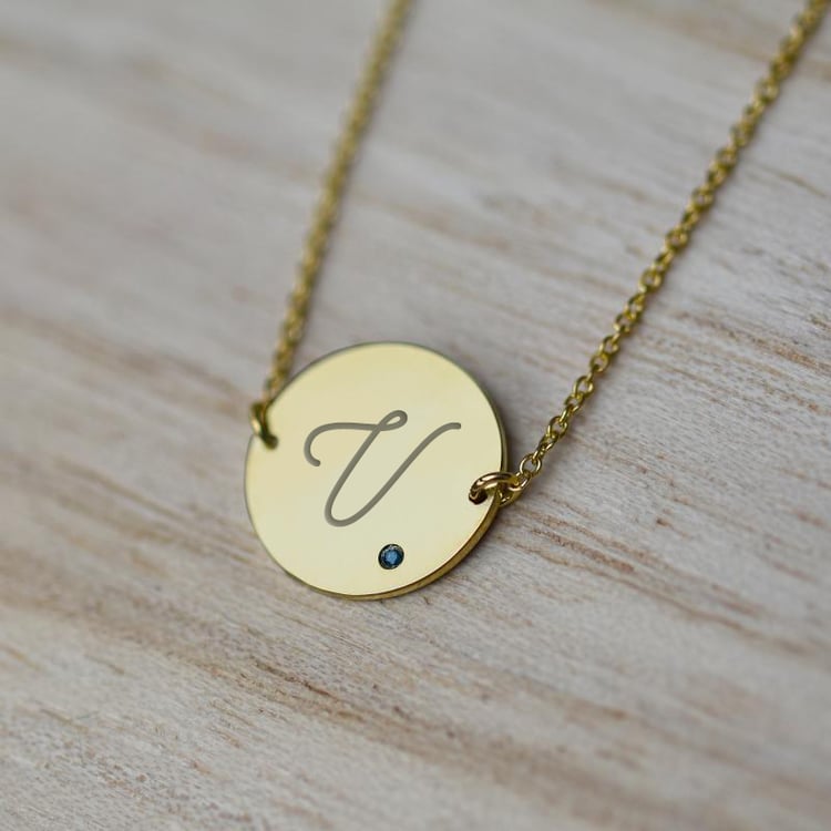 Goldenes Armband mit blauem Diamanten und Gravur Dian 115283