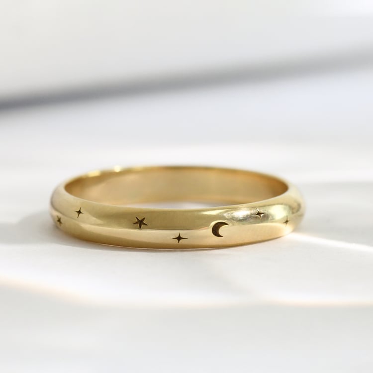 Eheringe mit der Gravur von Mond und Sternen Furilla 118162