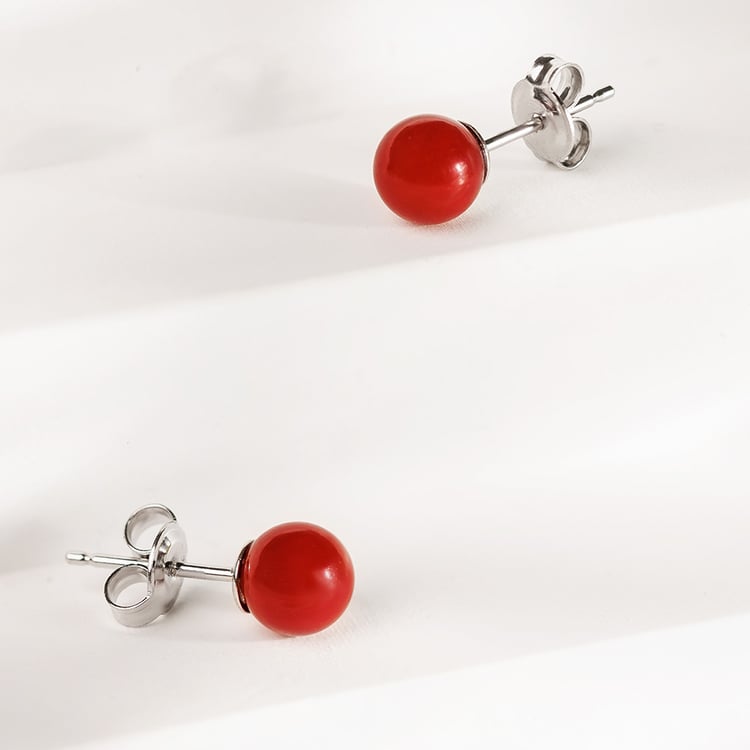 Minimalistische Ohrringe mit runden Korallen 158389