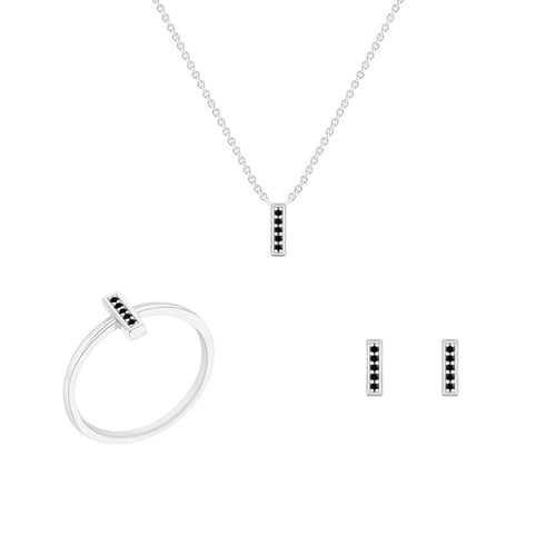 Minimalistisches Schmuckset mit schwarzen Diamanten Myghal