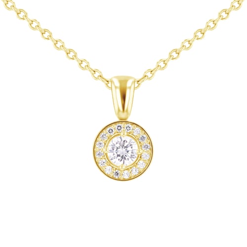 Halo-Anhänger mit Moissaniten und Diamanten Merryn