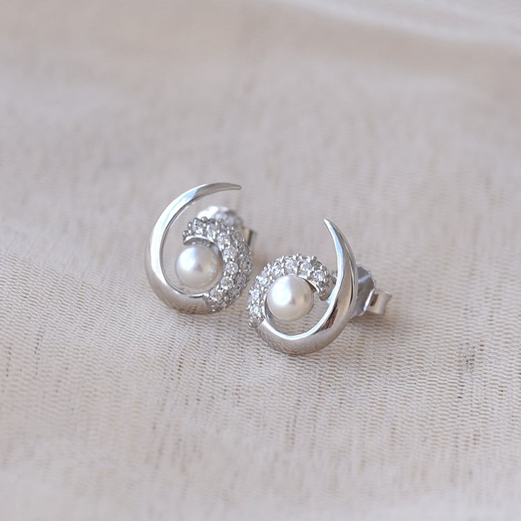 Ohrstecker mit Perle und Zirkonia 68941