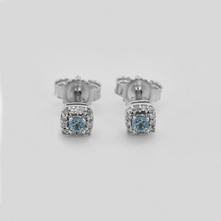 Silberne Ohrstecker mit Aquamarin und Lab Grown Diamanten Sukie 104100
