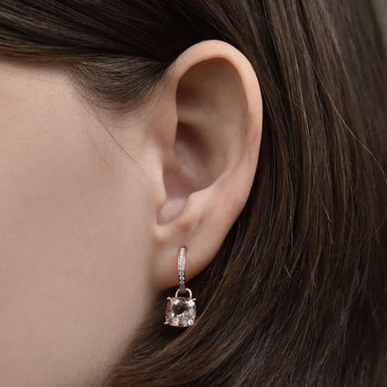 Goldohrringe 2 in 1 mit Morganit und Diamanten Reza