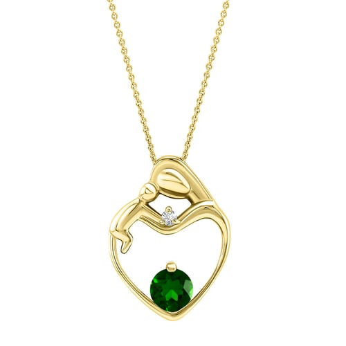 Anhänger Mutter und Kind mit Diopsid und Diamant Ella
