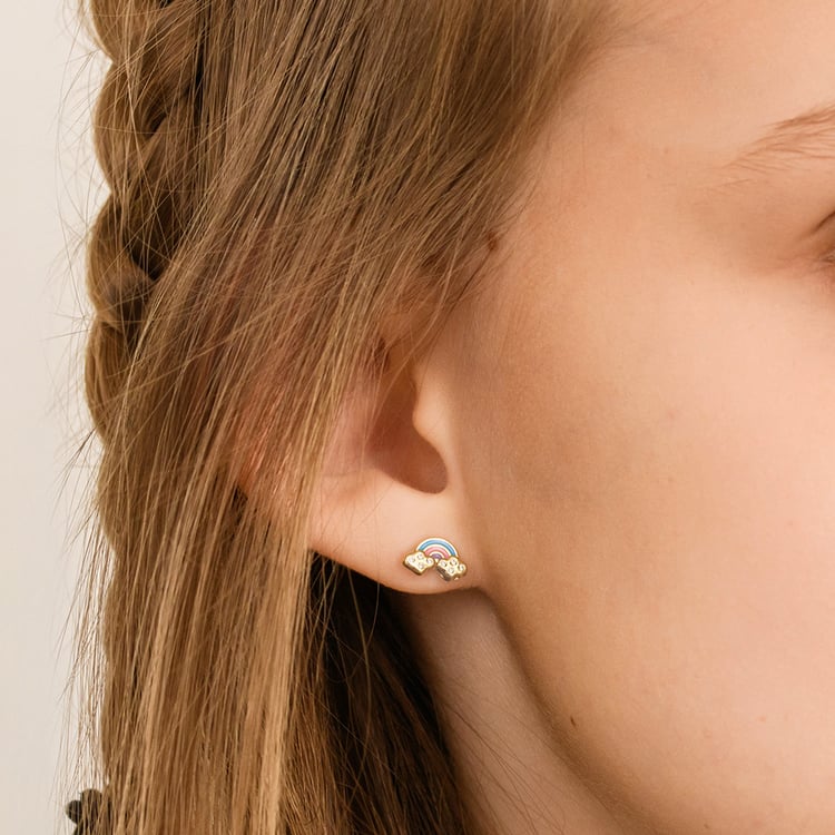 Goldene Kinder-Ohrringe in Regenbogenform Holly 164377