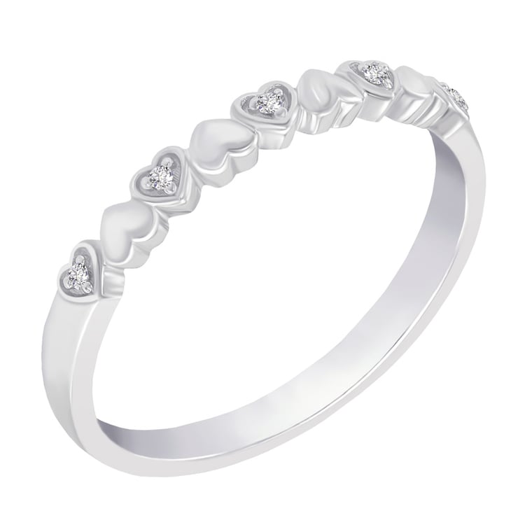 Weißgold Eternity Ring mit Herzchen Diamanten 58427