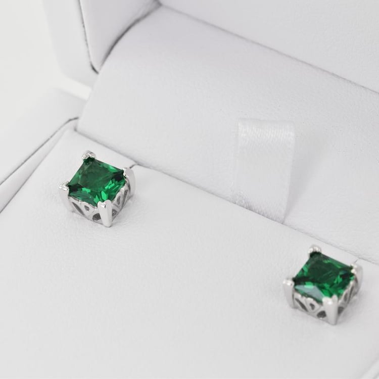 Silberne Ohrringe mit Smaragdquadraten Medini 1773