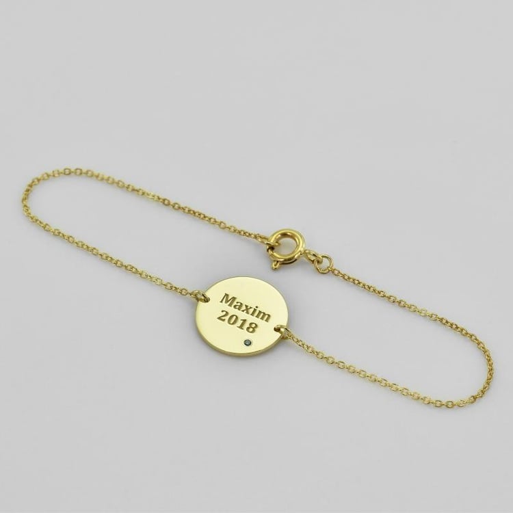 Armband aus Gold mit blauen Diamanten und personalisierter Gravur Shalek 39646