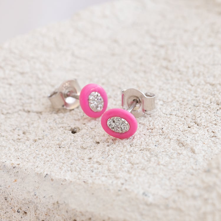 Ovale Ohrstecker aus Keramik mit Lab Grown Diamanten Ethel 123043