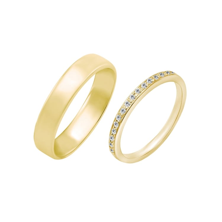 Eheringe aus Eternity-Ring mit Lab Grown Diamanten und einem breiten Komfort-Ring Lorne 101940
