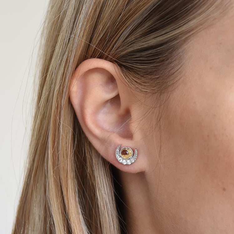 Silberne Ohrringe mit Citrinen und Zirkonia Timber 86201