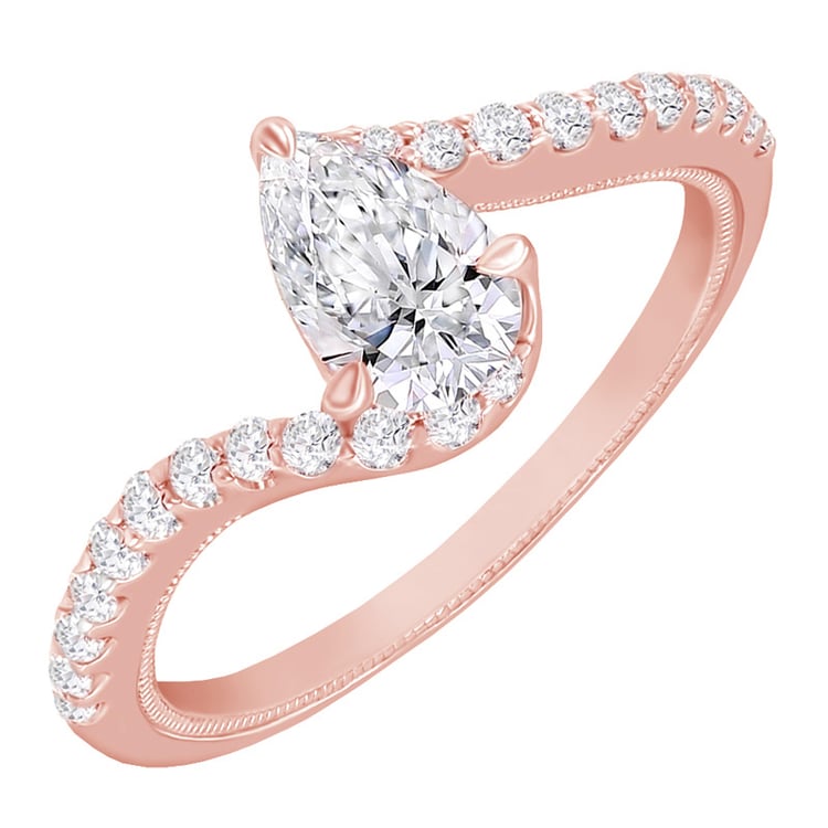  Diamantring aus Rosegold mit Diamanten in Tropfenschliff 61219