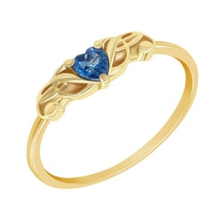 Ring mit herzförmigem Topas und Notenschlüssel Akant