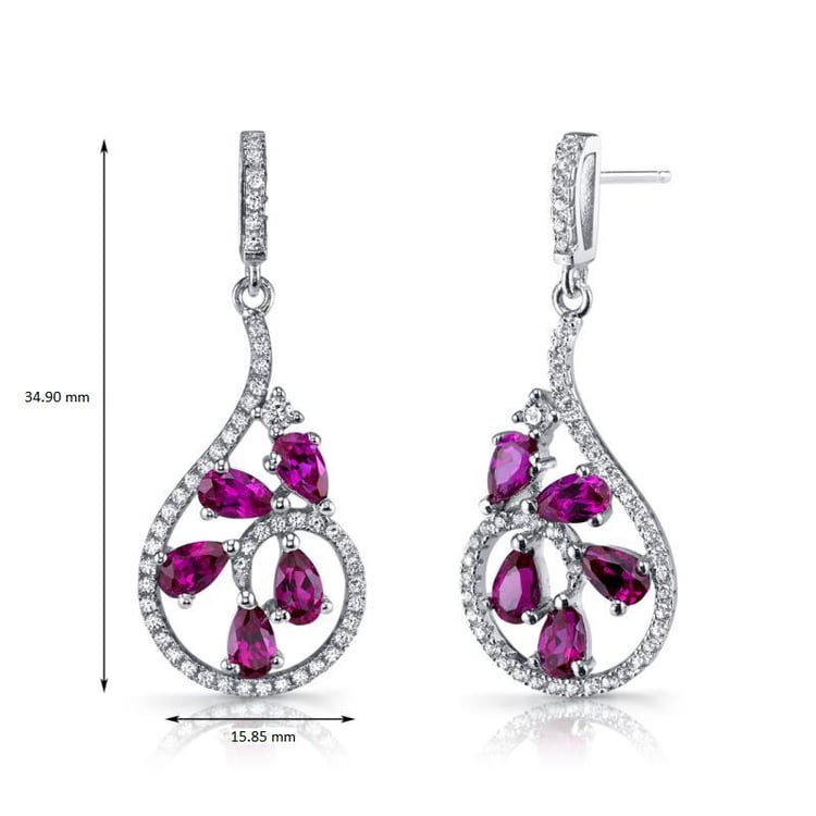 Silberne Hängeohrringe mit Rubinen Sisia 8246