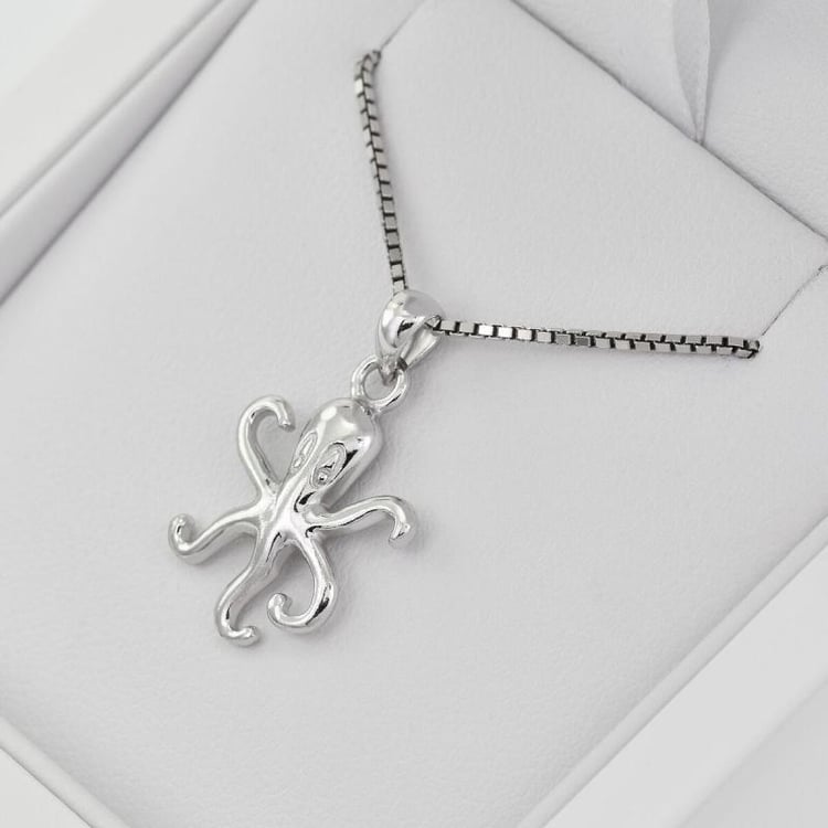 Tintenfisch in Silber mit Halskette in Eppi-Geschenkbox 28557