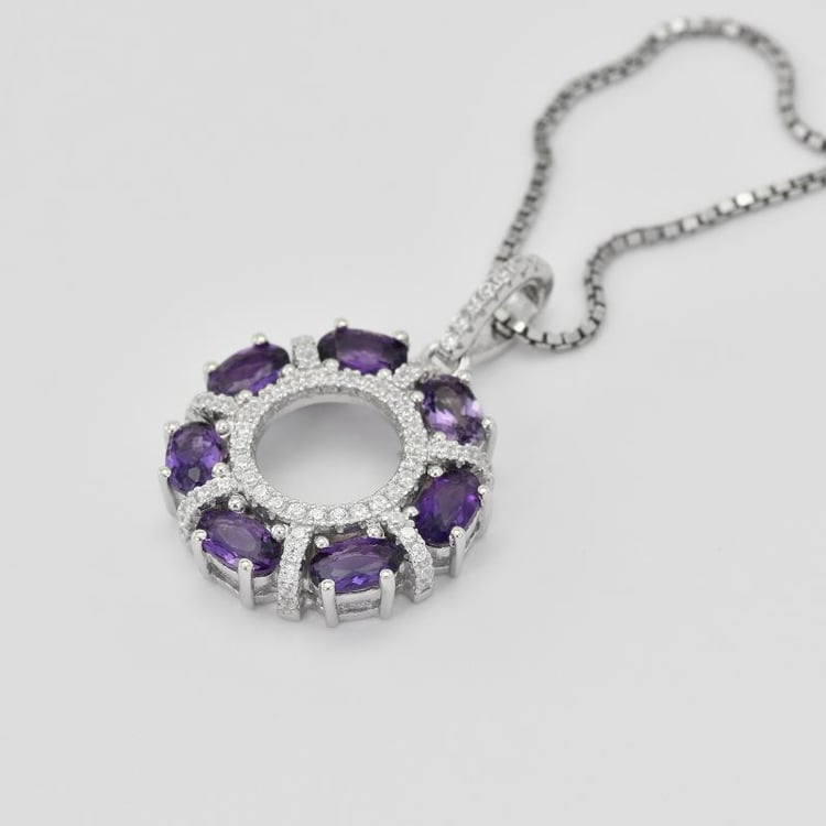 Anhänger aus Silber voll mit Amethysten und Zirkonia Janis 28413