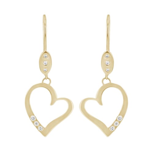 Goldene Hängeohrringe in Herzform mit Diamanten Mekhi